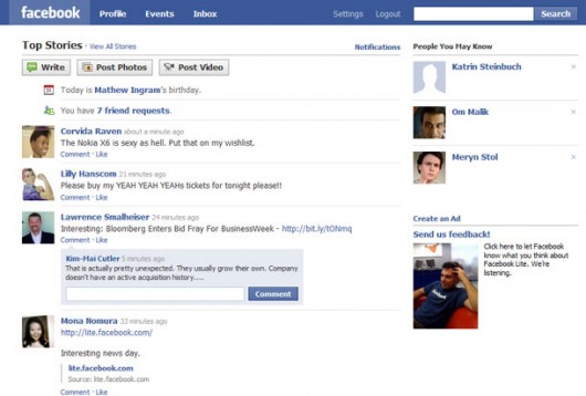 Facebook Lite Screenshot