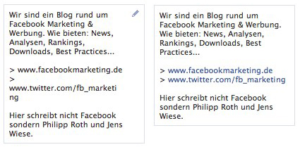 Admin-Ansicht (links) und Nutzer-Ansicht der Profilbox