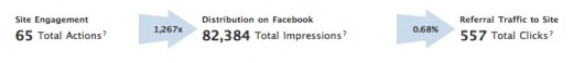 65 Facebook Interaktionen auf der Webseite bringen 557 Besucher
