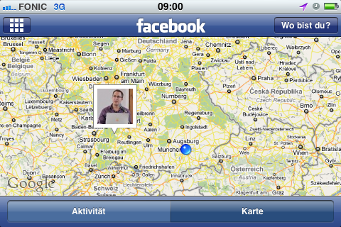 Facebook Check-in Karte