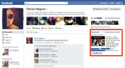 Facebook Premium Ads im Profil