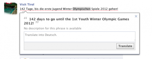 Der Nutzer kann Statusupdates übersetzen