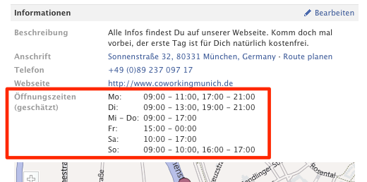 Öffnungszeiten (geschätzt)