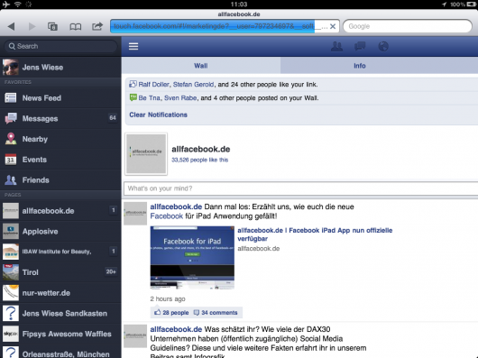 Die neue Webseite auf dem iPad