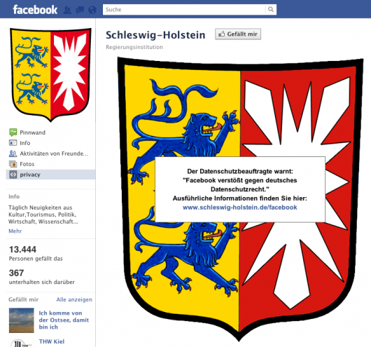 Schleswig-Holstein Warnschild für die eigene Facebook Page