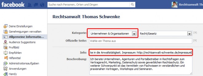 Impressumspflicht - Impresssangaben