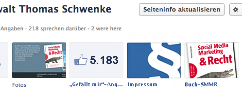 Facebook Impressum als Facebook App in der App Row
