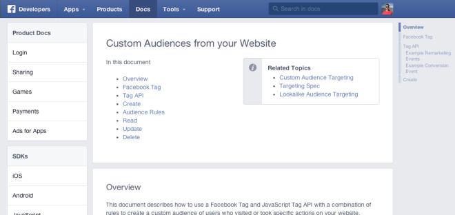 Dokumentation zum Thema Facebook Custom Audience.