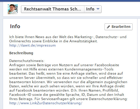 Infobox auf Facebook