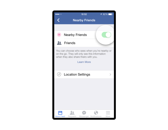 Aktivieren und deaktivieren der Freunde in der Nähe Funktion im Menü des Handy 
