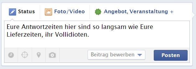 Oft ist es unklar, ob eine Meinung oder eine Tatsachenbehauptung vorliegt. Dann schaut man, wo der Schwerpunkt der Aussage lag. Hier ist der Verfasser nicht so zu verstehen, dass er tatsächlich meint, dass die Lieferzeiten den Antwortzeiten entsprechen. Vielmehr meint er, dass der Service langsam ist. Allerdings verlässt er mit der unsachlichen und ehrverletzenden Aussage am Ende die Grenzen einer zulässigen Meinung.