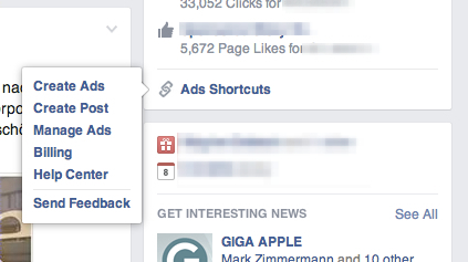 Insgesamt sind bisher sechs unterschiedliche Shortcuts für Facebook Anzeigen verfügbar