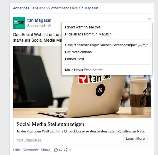 Facebook Anzeigen verbergen
