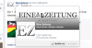 Als (externe) Facebook-Seite eingeloggt: Fanzahl und "sprechen darüber" sind sichtbar