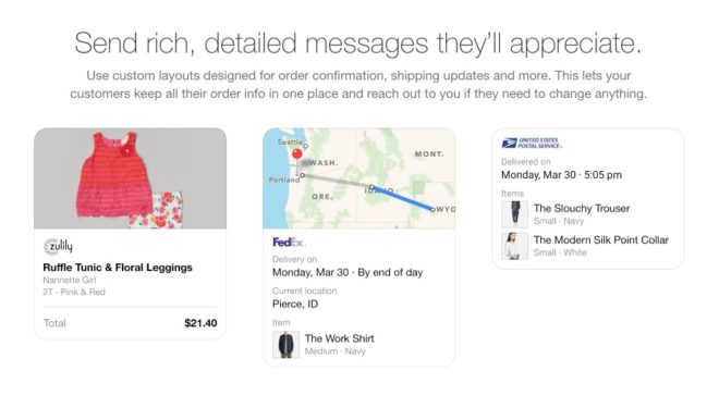 Beispiele für Nachrichten von Unternehmen im Facebook Messenger