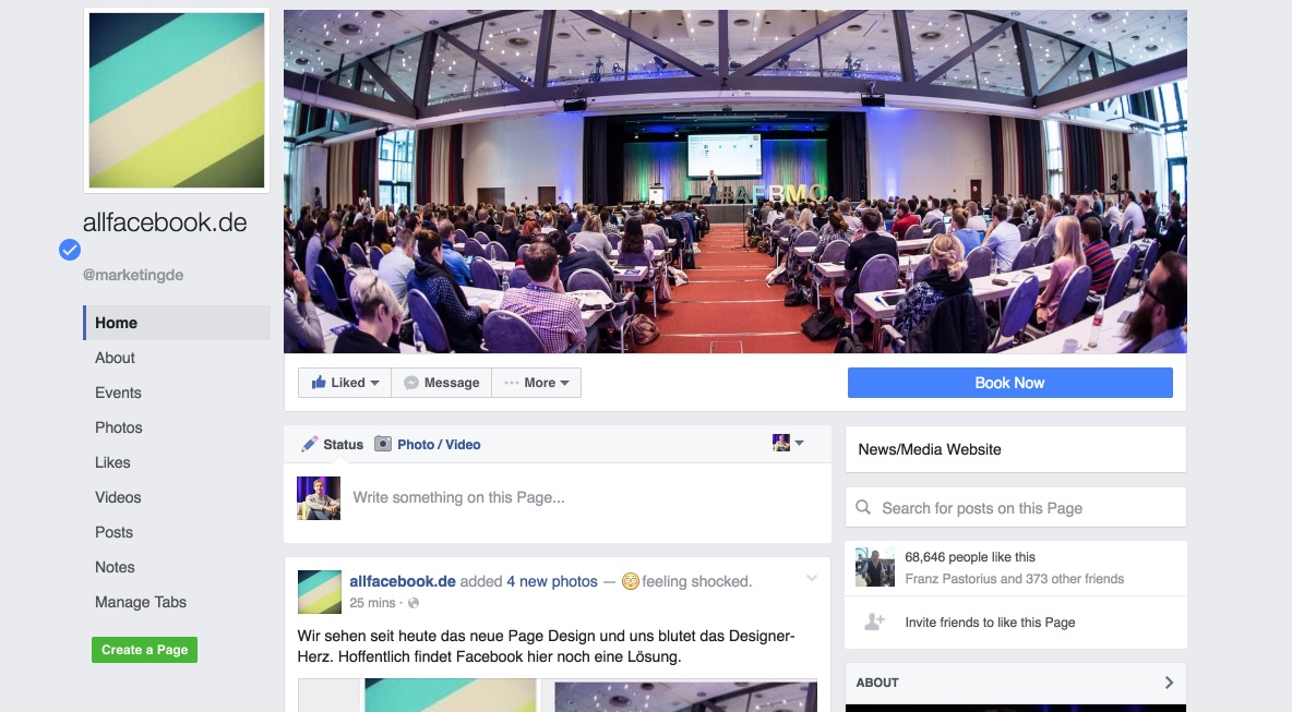 Facebook Seiten Redesign 2016