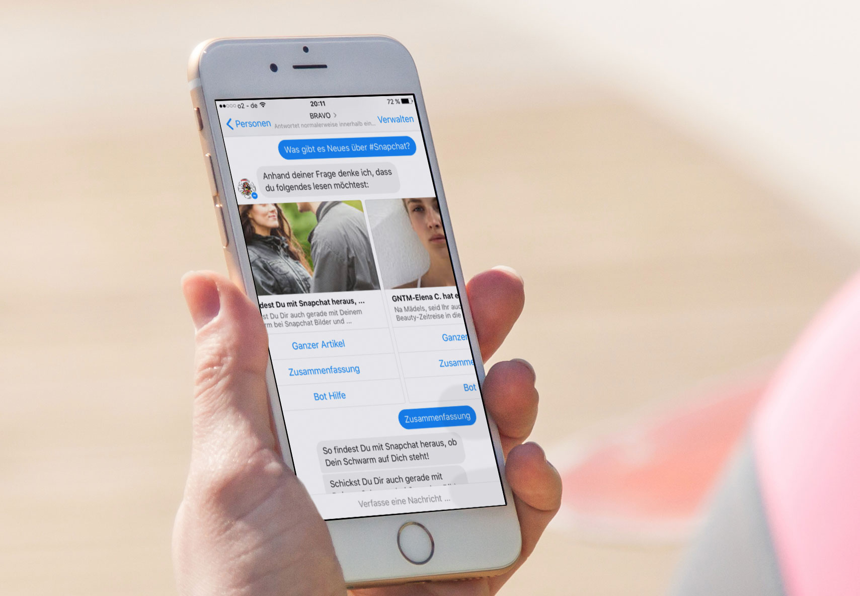 Auch Bravo besitzt einen Facebook Messenger Bot