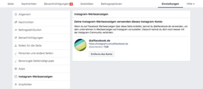 Instagram Konto verbinden
