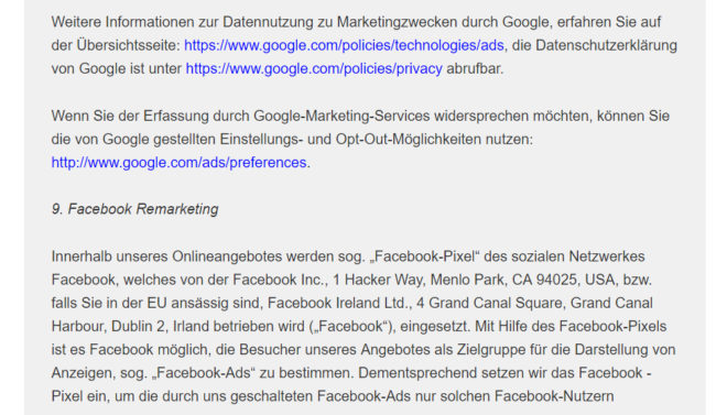 Auch wenn die zulässige Nutzung von "Custom Audiences" oder der Opt-Outs angezweifelt wird, sollten Nutzer in jedem Fall über deren Einsatz auf der Website aufgeklärt werden.