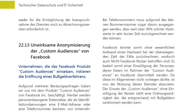 Das bayerische Landesamt für Datenschutzaufsicht (BayLDA) weist in seinem Tätigkeitsbericht 2013/2014, S. 172 auf die Gefahr eines Bußgeldverfahrens beim Einsatz von "Custom Analytics from Website" hin.