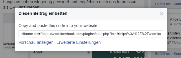 Die verschärfte Linkhaftung gilt auch, wenn Sie Inhalte, wie z.B. Facebook-Beiträge in Ihre Website einbetten und diese Bilder enthalten, welche ohne Willen der Urheber hochgeladen wurden.