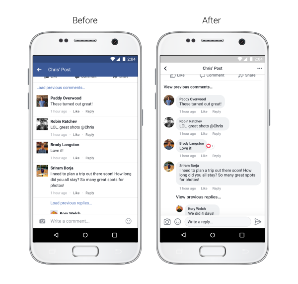 Neues Design für Facebook Kommentare