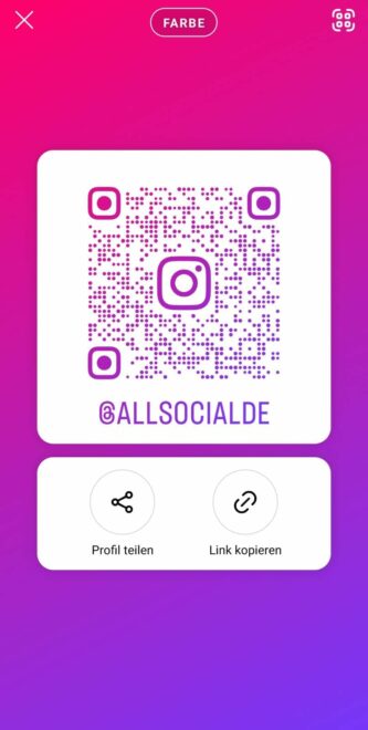 QR-Code im Instagram Profil