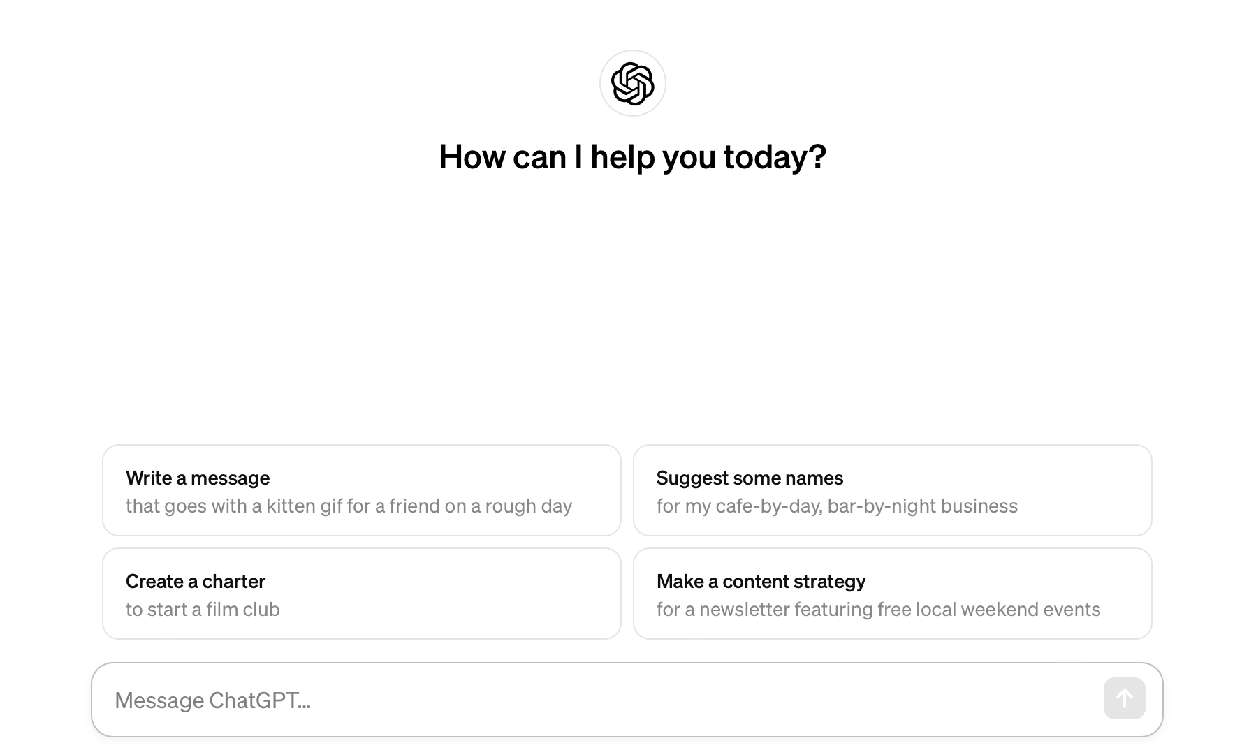 Das Bild zeigt die Benutzeroberfläche vom Chatbot ChatGPT. Abgebildet ist das Eingabefeld. Nach einer Eingabe beantwortet der Chatbot die Frage oder den Befehl mit einem KI-erzeugten Text.