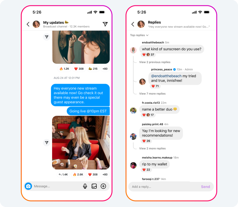 Instagram Broadcast-Channels.
Social Media Content