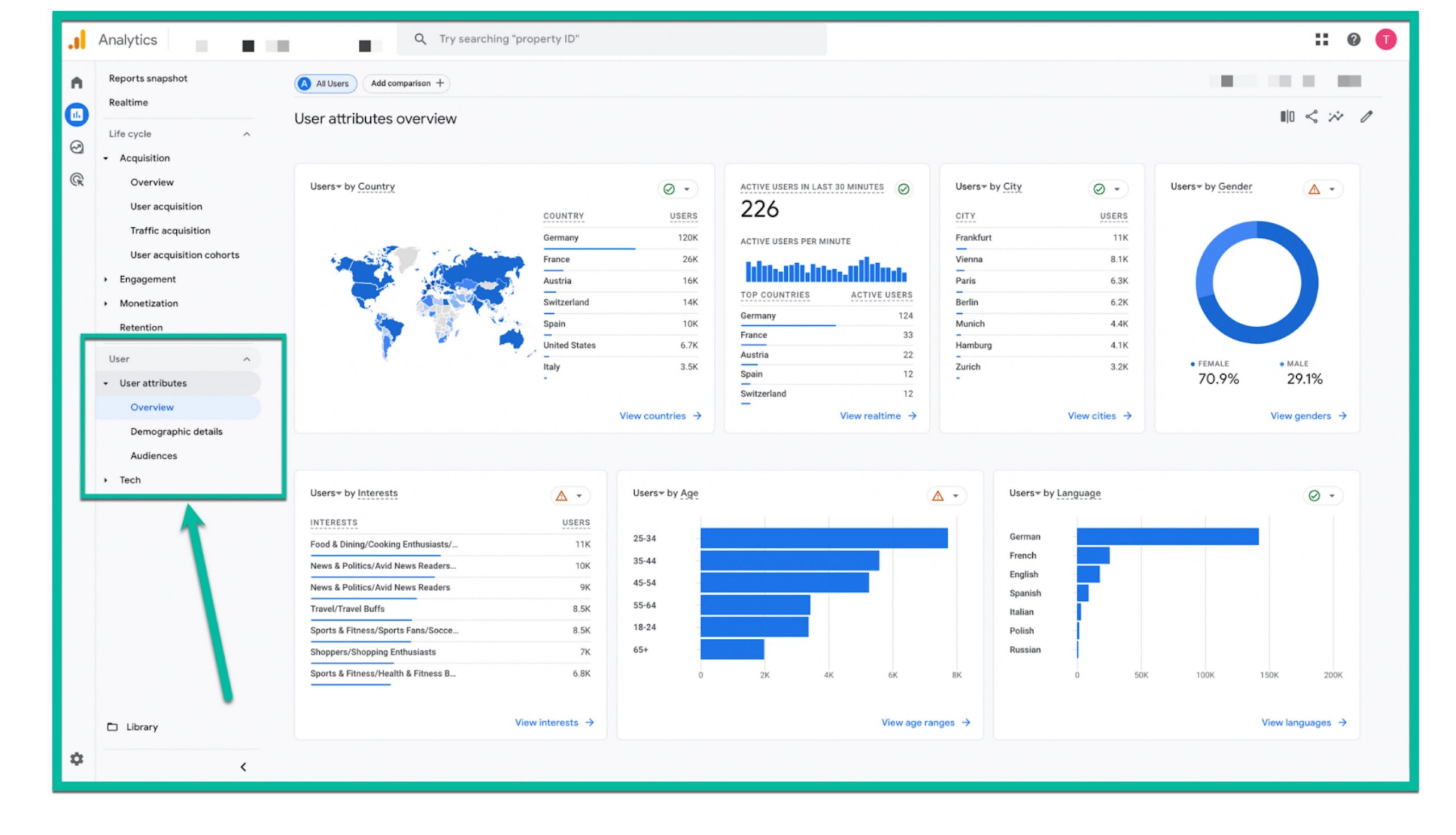 Ausschnitt aus den User-Berichten in Google Analytics.