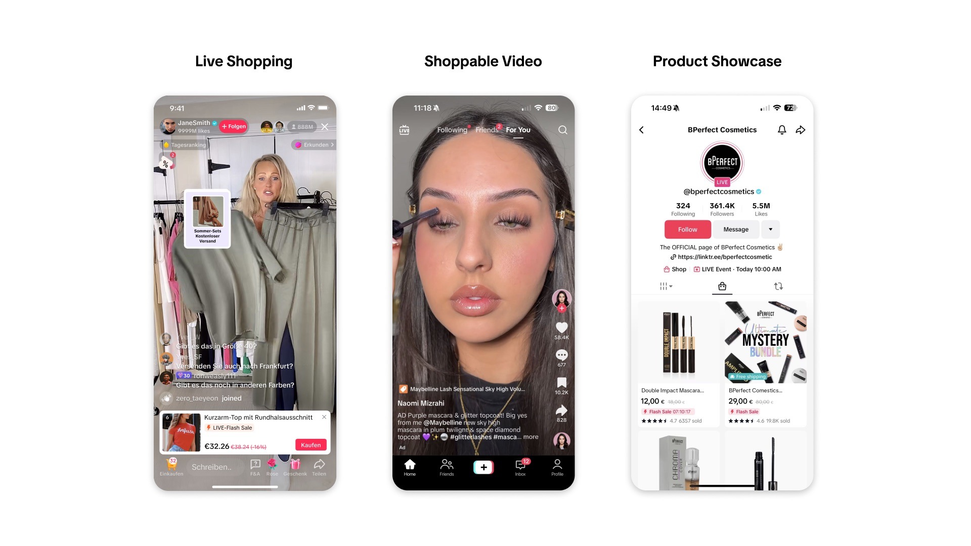 Der TikTok Shop und Möglichkeiten E-Commerce auf der Plattform einzubinden. Entweder als eigenen Shopping Profile oder Angebote, die sich in Inhalte oder Streams einbetten lassen.