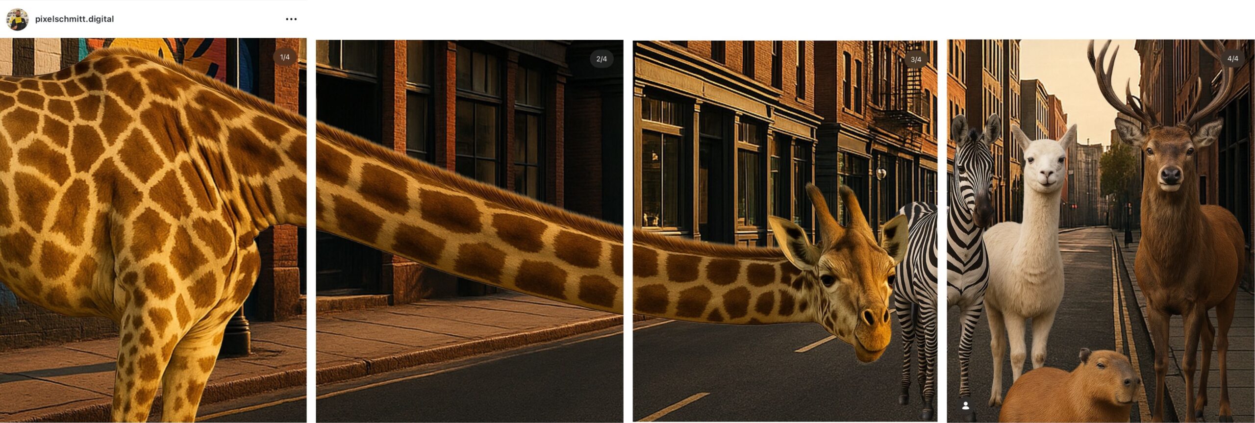 Die virtuelle KI-generierte Giraffe Gisela.